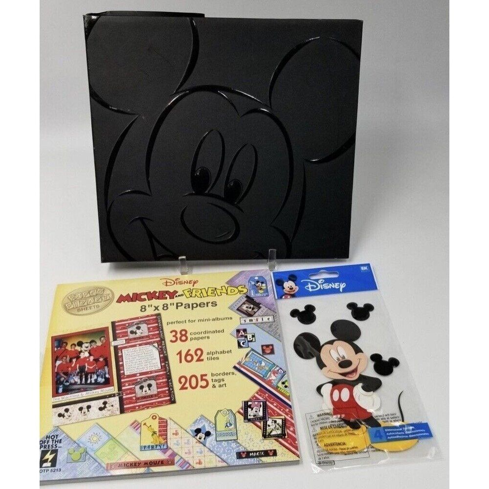 Disney Black Mickey Mouse Album Pizazz Scrapbook Pages Paper Lot